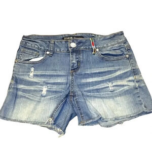 Zco Light Wash Mid Rise Distressed Denim Shorts Junior Size 7